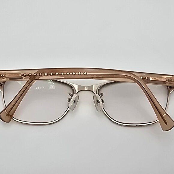 Coach HC5067 9234 Satin Brown Light Gold Crystal Brown Cat Eye Eyeglasses Frame - Picture 10 of 13